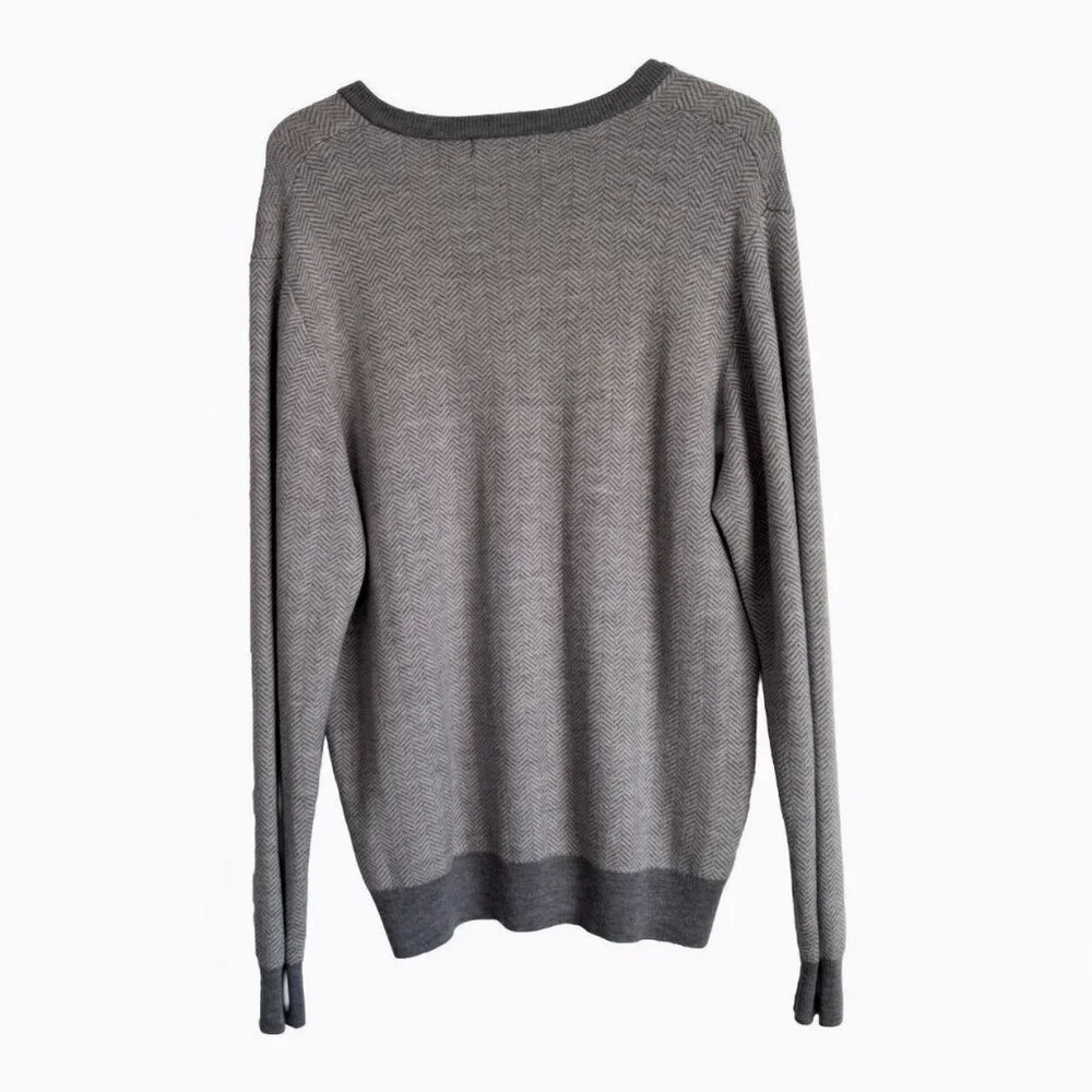 Williams & Kent Mens Gray Merino Wool Sweater Sz XXL V-Neck Urban Minimalist